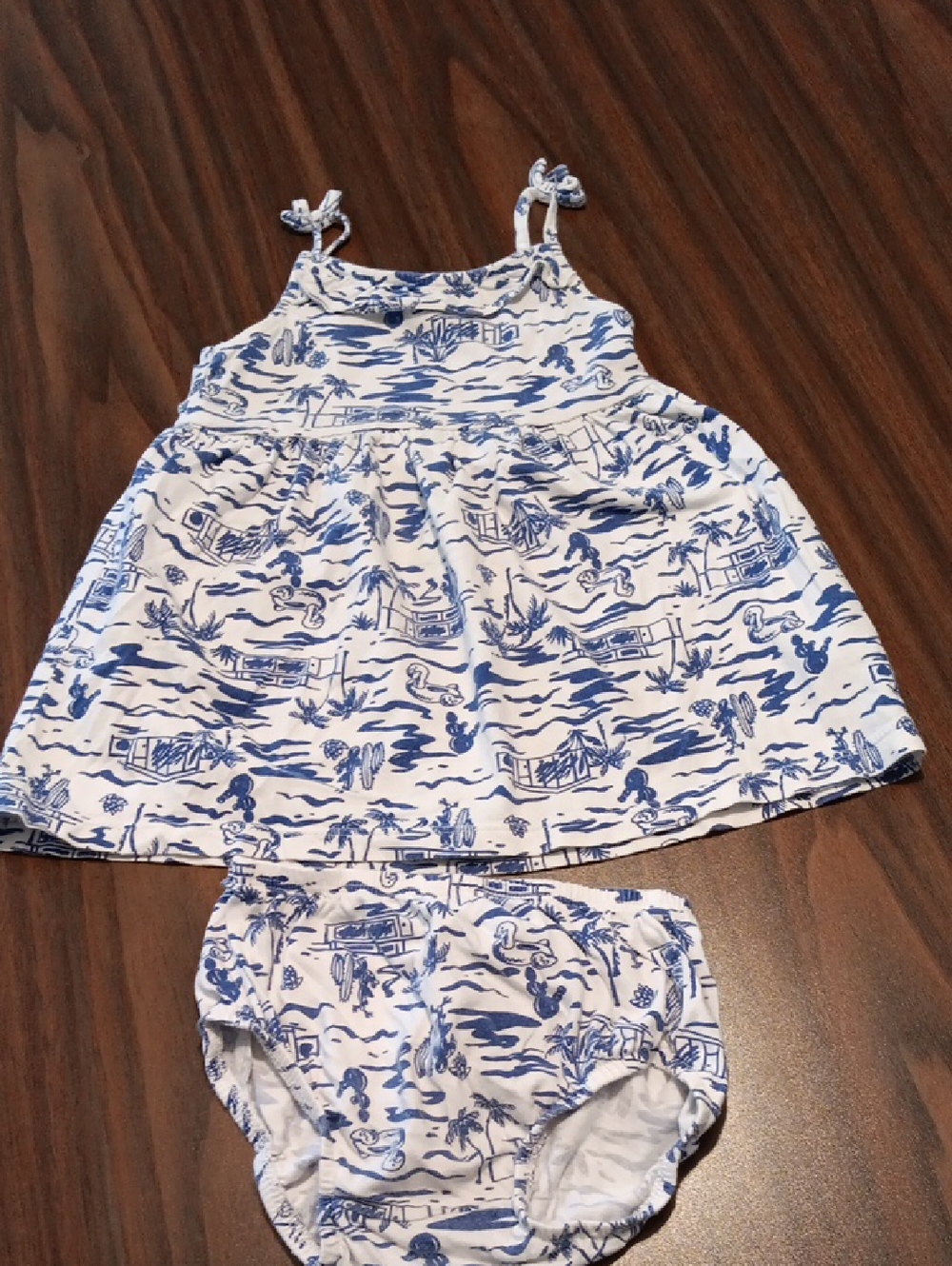 Carter's White and Blue Printed Toddler Top